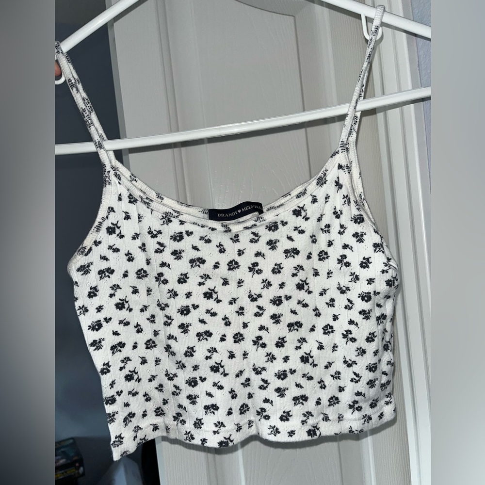 Brandy Melville dainty black floral tank